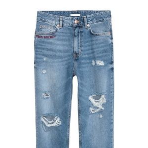 Distressed Straight Leg Denim
